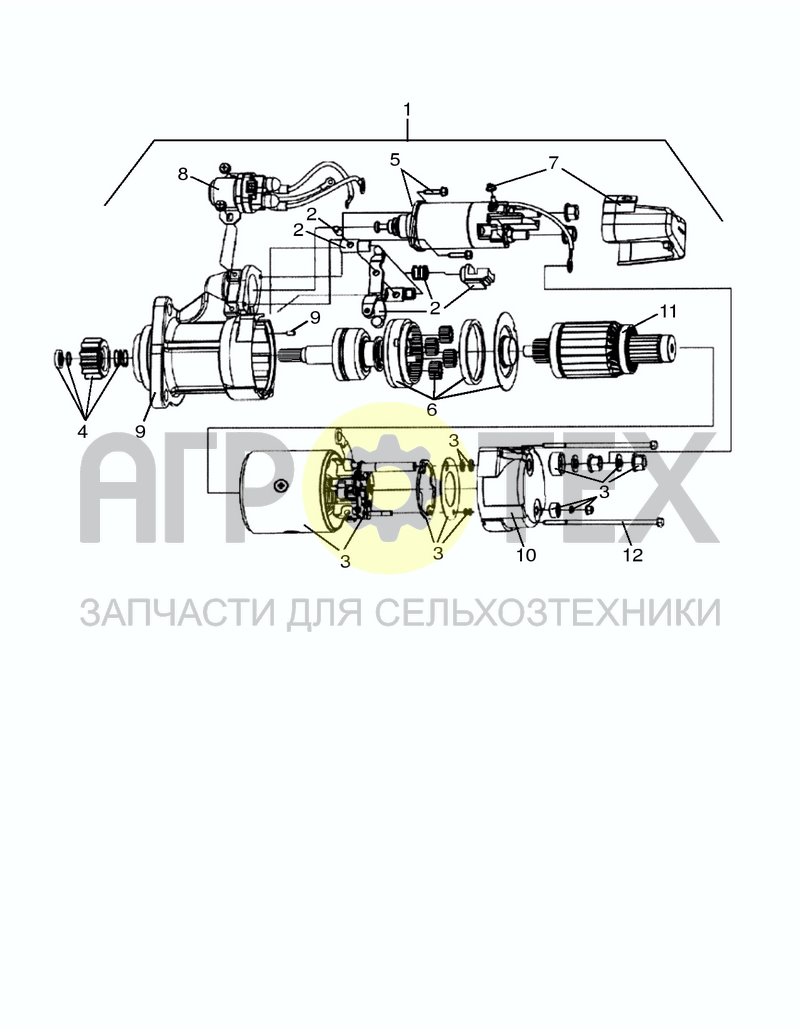 Чертеж МОТОР - СТАРТЕР 12В 38МТ ННР L4WD (86032764)